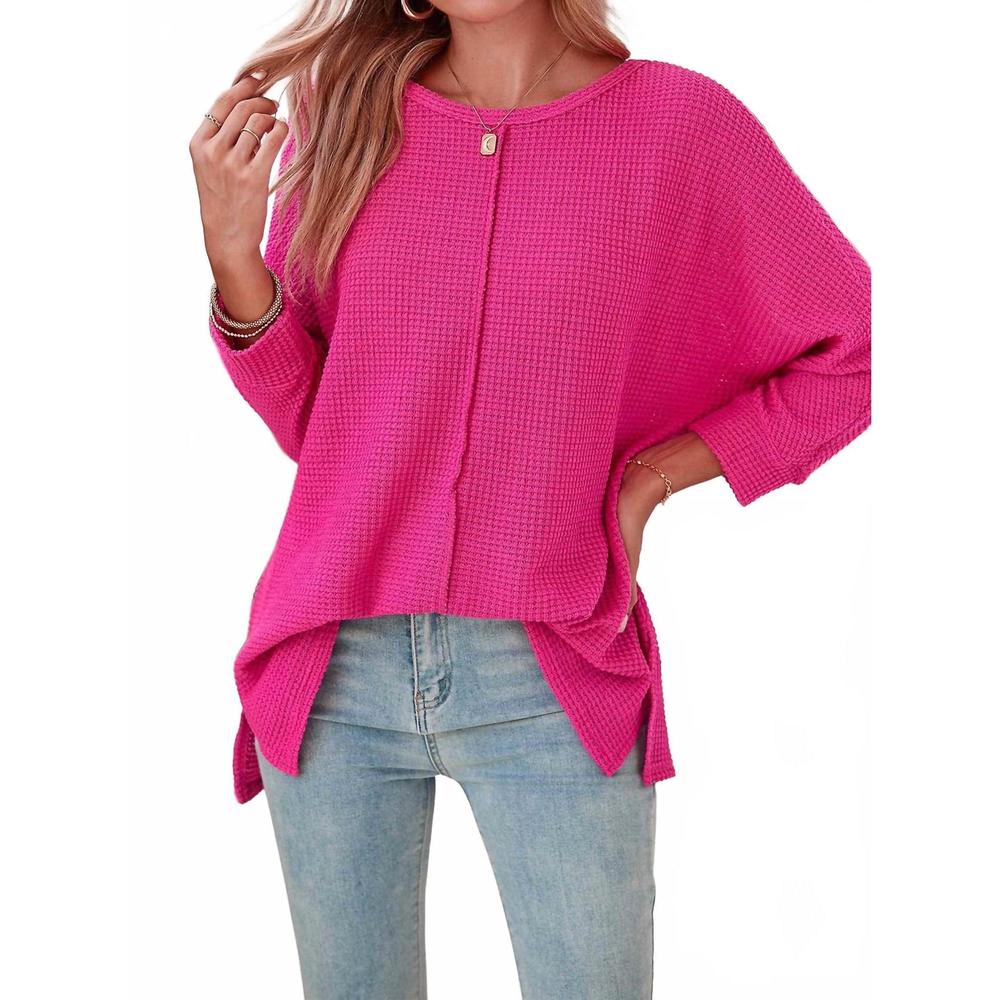 NEW SHEWIN fuchsia textured pullover in fuchsia